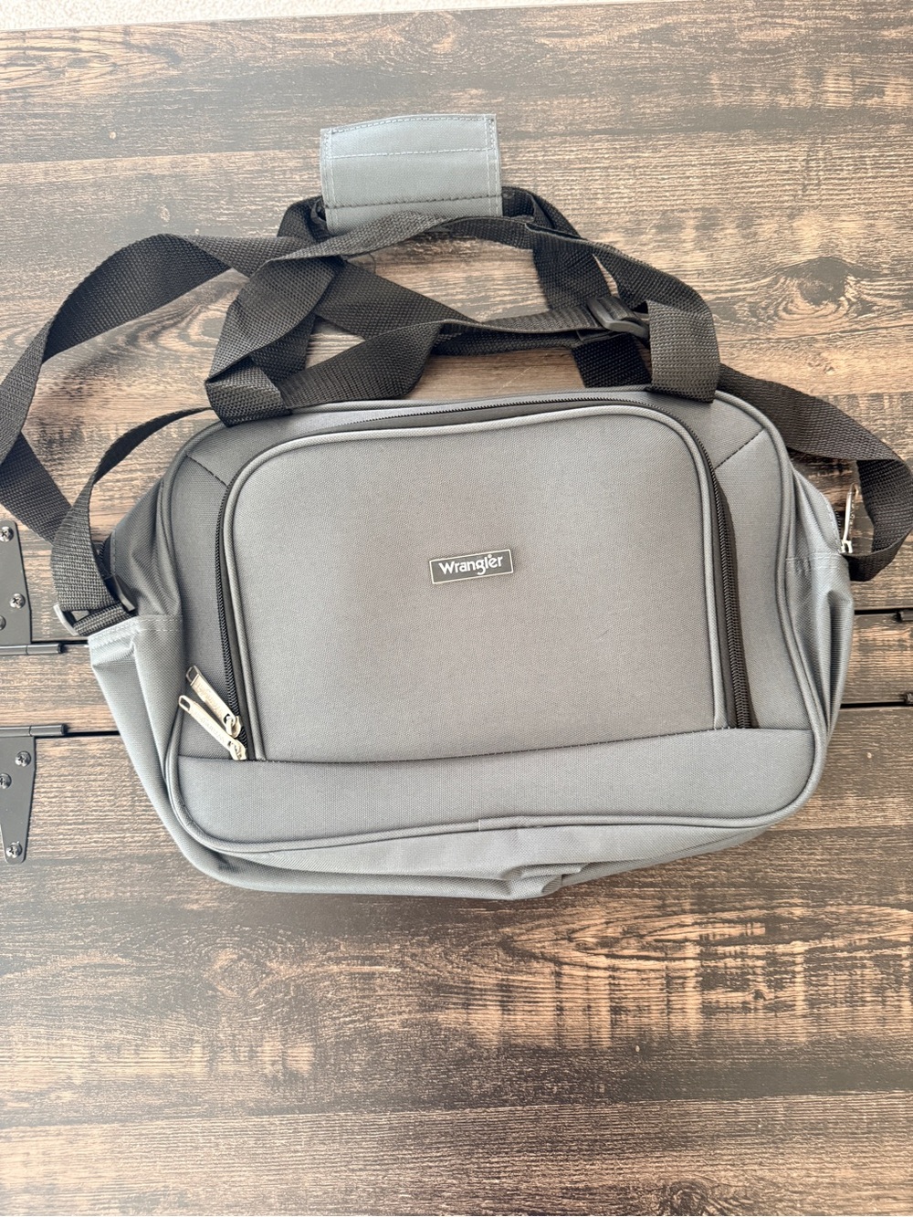 Wrangler Gray Travel Toiletry Bag with Black Strap and Accent